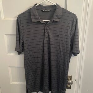Travis Mathew Charcoal Striped Polo Shirt